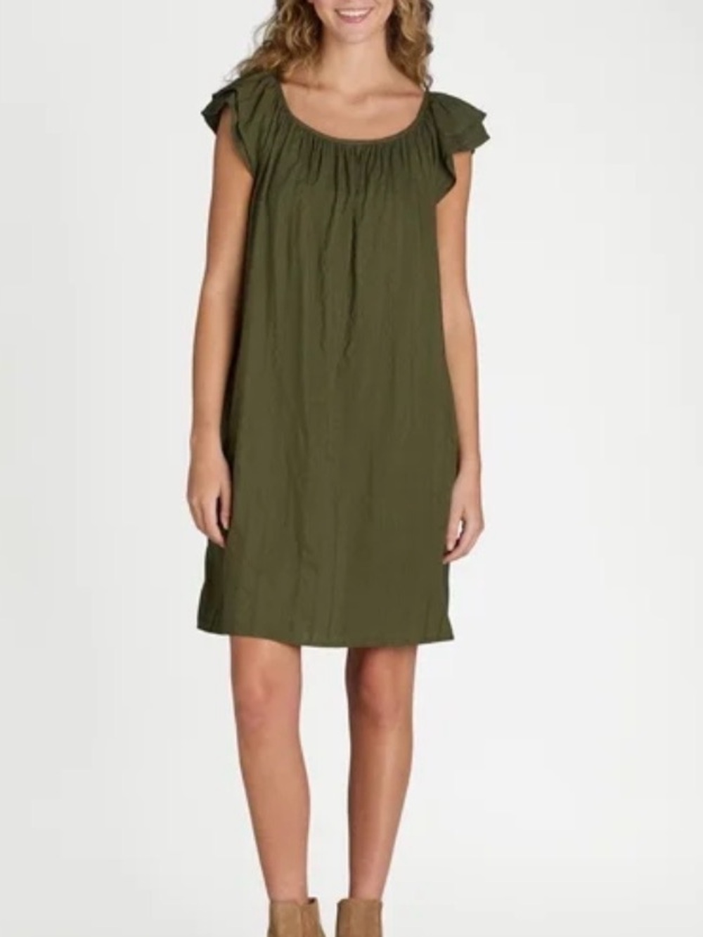 Time and Tru Olive Green Sleeveless Scoop Neck Dress